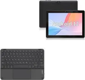 BoxWave Keyboard Compatible with SGIN Android 12 Tablet E10P (10 in) - SlimKeys Bluetooth Keyboard with Trackpad, Portable Slim TouchPad - Jet Black