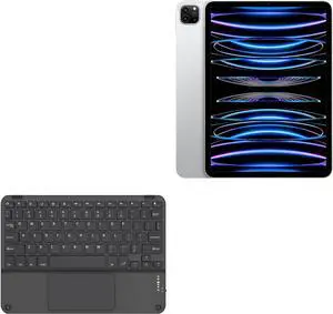BoxWave Keyboard Compatible with Apple iPad Pro 11" (2022) - SlimKeys Bluetooth Keyboard with Trackpad, Portable Slim TouchPad - Jet Black