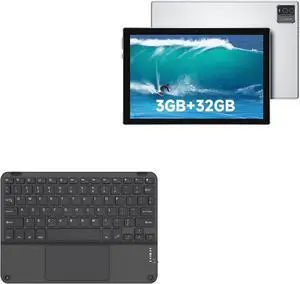 BoxWave Keyboard Compatible with ZZB Android 11 Tablet CP20silver (10.1 in) - SlimKeys Bluetooth Keyboard with Trackpad, Portable Slim TouchPad - Jet Black