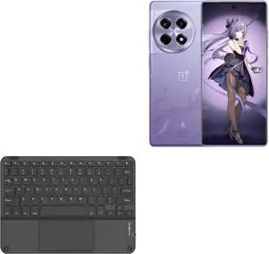 BoxWave Keyboard Compatible with OnePlus 12R Genshin Impact Edition - SlimKeys Bluetooth Keyboard with Trackpad, Portable Slim TouchPad - Jet Black
