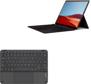 BoxWave Keyboard Compatible with Microsoft Surface Pro X (13 in) - SlimKeys Bluetooth Keyboard with Trackpad, Portable Slim TouchPad - Jet Black