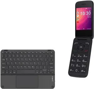 BoxWave Keyboard Compatible with Alcatel Go Flip 3 - SlimKeys Bluetooth Keyboard with Trackpad, Portable Slim TouchPad - Jet Black