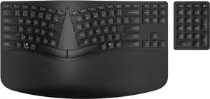HP 960 Ergonomic Wireless Keyboard - Connect 3 Devices with Bluetooth & Unifying Dongle Connectivity - 20 Programmable Keys, Detached Numeric Keypad - Extra-Large Foam Wrist Rest, Long Battery Life