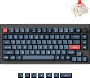 Keychron V1 Max 75% RGB Custom Mechanical Keyboard, 2.4Ghz/Bluetooth 5.1/Wired QMK/VIA Programmable Macro, Hot-Swappable Gateron Jupiter Red Switch Gasket Mount for Mac Windows Linux