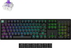 Keychron K10 HE Full Size Custom Mechanical Gaming Keyboard, Wood Frames with RGB Hot-Swappable Hall Effect Gateron Double-Rail Magnetic Nebula Switch, 2.4 GHz/Bluetooth/Wired - Standard Version