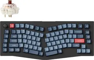 Keychron V10 Max Custom Knob Mechanical Keyboard, Alice 75% Layout Bluetooth 5.1/2.4 GHz/Wired QMK/VIA Programmable, RGB Hot Swappable Gateron Jupiter Brown Switch for Mac Win Linux
