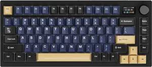 TECWARE Spectre 75% RGB Mechanical Gaming Keyboard with Customizable LCD Screen, Multi-Function Knob, Gasket Mount, 3 Mode Connectivity, South Face 5-Pin Universal Hot-Swappable Sockets (Ocean Gold)