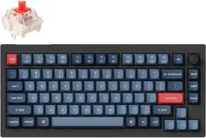 Keychron V1 Max Hotswap Wireless Mechanical Keyboard|RGB|ABS Plastic Frame|Carbon Black|with Knob|Gateron Jupiter Red|75% Layout (84 Keys)|Windows Mac OS (V1M-D1)