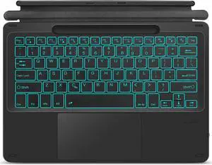 XIWMIX Type Cover for Microsoft Surface Pro 11/Pro 10/Pro 9/Pro 8/Pro X 13 Inch, Portable Bluetooth 5.1 Wireless 7-Color Backlit Surface Pro 11/10/9/8/X Keyboard with Touchpad & Pencil Holder - Black