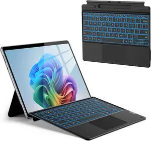 ORDA for Surface Pro 11 10 9 8 X Keyboard Case,13 Inch Detachable Wireless Bluetooth Type Cover Keyboard with 11-Color Backlit & Pen Holder Multi-Gesture Touchpad