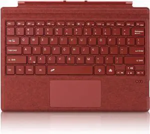 Keyboard Type Cover for Microsoft Surface Pro 7+ Pro 7 Pro 6 Pro 5 Pro4 Pro3, 12.3 inch, Ultra-Slim Bluetooth Multi-Touchpad Mouse Rechargeable, 7-Color LED Backlit (Poppy Red with Backlit)