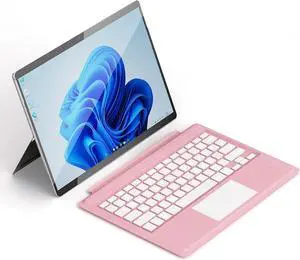 Junfire Detachable Keyboard for Microsoft Surface Pro 7 Plus/Pro7/6/5/4/3  7-Color Backlit Wireless Keyboard with Touchpad, 14 Shortcut Keys, 30H Battery  Magnetic & Slim Design, Pink