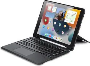 DUX DUCIS iPad 9th Generation Case with Keyboard 8th/7th Gen/iPad Pro 10.5 / iPad Air 3, Multi-Touch Trackpad and Pencil Holder, 7 Color Backlit Wireless Detachable Magnetic Folio Cover (Black)