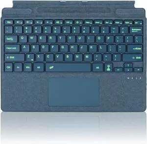 Type Cover for Microsoft Surface Pro 11 Pro 10 Pro 9 Pro 8 Pro X, 13 inch, Ultra-Slim Bluetooth Keyboard with Multi-Touchpad Mouse Rechargeable, 7-Color LED Backlit (Sapphire with Backlit)