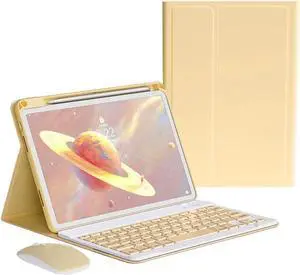 Keyboard Case Mouse for iPad Pro 11 inch M4 Case with Keyboard and Mouse, Magnetically Detachable Color Keyboard Case for iPad Pro 11" M4,Yellow