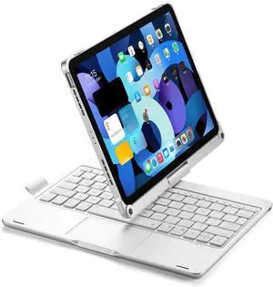 360 Rotatable Keyboard for iPad Air 11" (M3/M2, 2025/2024)/ Air 4th 5th Gen 10.9"/ Pro 11 4th 3rd 2nd 1st Gen Case with Touchpad 7 Color Backlight Foldable Backlit Keyboard,Silver