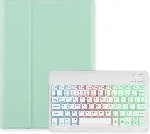 Backlit Keyboard Case for Galaxy Tab A9+ Plus 11 inch Case with Keyboard Backlight Detachable Keyboard Cute Candy Color Case,MintGreen+White