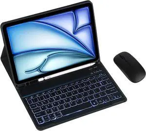 Keyboard Case for Samsung Galaxy Tab S8 Ultra(14.6") SM-X900/X906B Tablet Detachable Keyboard, Fully Wrapped Leather Case with Built-in Pen Holder (Black,Backlight and Mouse)