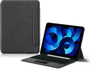 Integrated Combo Touchpad Keyboard Case for iPad Pro 11/Air 11/Air 4/Air 5 11inches Tablet, 7-Color All-in-one Backlit Keyboard with Pen Holder- Cloth Pattern (iPad Air 5)