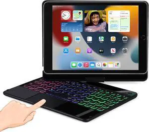 Keyboard case for iPad 9th Generation 10.2 inch 2021/ 8th Gen 2020/7th 2019/iPad air 3rd/iPad pro 10.5 2017, Multi Touchpad 360 Swivel Light Thin Cover Backlight
