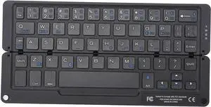 Dpofirs Foldable Bluetooth Keyboard, Portable Folding Wireless Keyboard with Magnetic Stand, Quiet Pocket Travel Keyboards for Tablet Phone Computer