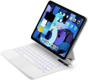 Magnetic Keyboard Case Compatible with iPad Pro 11 inch M4 Keyboard Case with Backlight Touchpad Floating Cantilever Stand Backlit Keyboard Compatible with 2024 iPad Pro 11",White