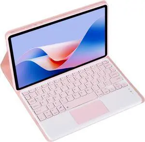Magnetic Detachable Wireless Keyboard & Mouse Combo with Leather Cover for iPad Pro (2020/2021/2022) 12.9-inch Tablet  Full Wrapped Protection Keyboard Case (Pink,Touch Pad)