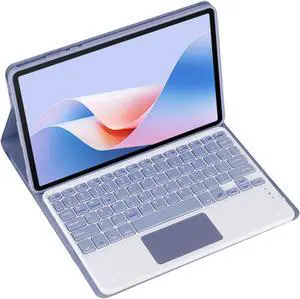 Magnetic Detachable Wireless Keyboard & Mouse Combo with Leather Cover for Honor Pad MagicPad 13-inch Tablet  Full Wrapped Protection Keyboard Case (Purple,Touch Pad)