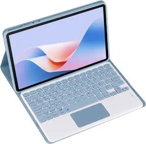 Magnetic Detachable Wireless Keyboard & Mouse Combo with Leather Cover for Honor Pad GT Pro 12.3-inch Tablet  Full Wrapped Protection Keyboard Case (Blue,Touch Pad)
