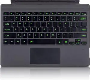 Keyboard Type Cover for Microsoft Surface Pro 7+ Pro 7 Pro 6 Pro 5 Pro4 Pro3, 12.3 inch, Ultra-Slim Bluetooth Multi-Touchpad Mouse Rechargeable, 7-Color LED Backlit (Black with Backlit)