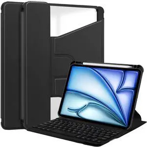 360 Rotating Keyboard Case Compatible with iPad Air 13 inch M2 2024, Vertical Stand Magnetic Detachable Keyboard Slim Folio Smart Cover with Keyboard,Black