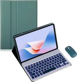 Keyboard Case for Honor Pad GT Pro 12.3inch 2024 Tablet, Wireless Bluetooth Keyboard, Soft Silicone Edge Protective Case with Stand, 2025 New Model (Green,Backlit+Mouse)