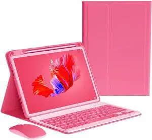 Keyboard Case Mouse for iPad Pro 11 inch M4 Case with Keyboard and Mouse, Magnetically Detachable Color Keyboard Case for iPad Pro 11" M4,Dark Pink