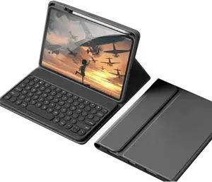 Keyboard Case for iPad Pro 12.9" 6th/5th/4th/3rd Generation with Magnetic Detachable Keyboard Candy Color Round Key Keyboard Cover,Black
