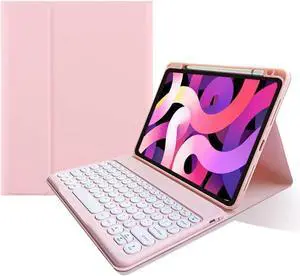 Keyboard Case for iPad Pro 13 inch M4, Round Key Colour Detachable Bluetooth Keyboard and Pencil Holder for iPad Pro 13" 2024,Pink