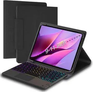 Universal Tablet Keyboard with touchpad case for 9",9.7",10.1",10.2",10.5",10.9",11" Tablets, Rainbow Wireless Backlight Keyboard fit 9-11 inch Android/iOS/Windows Tablet