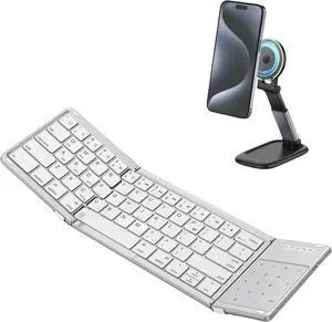 SODI Foldable Keyboard with Magnetic Phone Stand Holder Compatible with iPhone 15 14 13 12 16 Pro Max Accessories