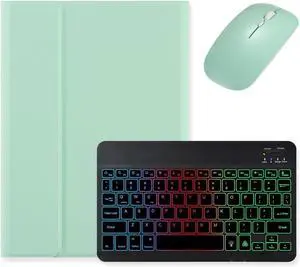 Backlit Keyboard for Galaxy Tab A7 10.4 inch 2022/2020 Model (SM-T509 T500 T503 T505 T507), Keyboard Case with Mouse, Detachable Backlight Color Keyboard Case,Mint Green+Black