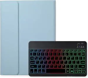Colorful Backlight Keyboard for Xiaomi Poco Pad 12.1"/ Redmi Pad Pro 12.1 inch Keyboard Case Magnetic Detachable Rechargeable Backlit Keyboard Cute Candy Color Case,MistyBlue+Black