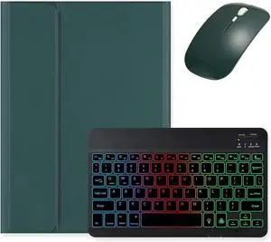 Backlit Keyboard for Galaxy Tab S9 FE+ 12.4/ Tab S10+ / Tab S9+ / Tab S8+/S7+/S7 FE 12.4 inch Keyboard Case with Mouse, Magnetic Detachable Backlight Color Keyboard,Dark Green+Black