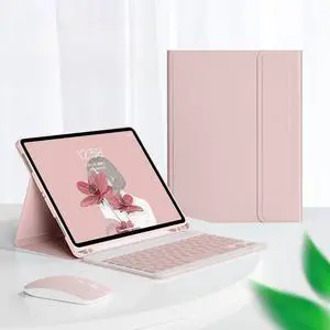 Keyboard Case with Mouse for Galaxy Tab S6 Lite 10.4" 2024/2022/2020 Color Keyboard Case with Mouse Cute Detachable Removable Wireless Bluetooth Keyboard Cover,Pink
