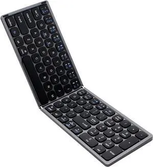 Foldable Keyboard, BT Keyboard with Number Pad, iOS, Grey, Ultra Thin, Rechargeable, Portable for Home Office Travel, Keyboard