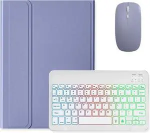 Backlit Keyboard for Xiaomi Poco Pad 12.1"/ Redmi Pad Pro 12.1 inch Keyboard Case with Mouse, Magnetic Detachable Backlight Color Keyboard Cover,Purple Gray+White
