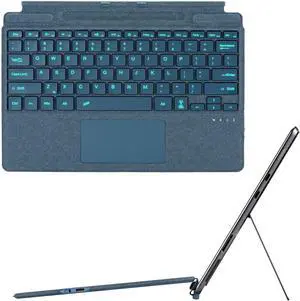 Type Cover for Microsoft Surface Pro 7+/Pro 7 / Pro 6 / Pro 5 / Pro 4 / Pro 3, 12.3 inch, 7-Color Backlit Touchpad Bluetooth Keyboard, Portable Ultra-Thin Keyboard with Pen Holder,Blue