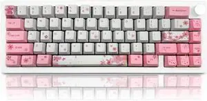 GMK67 Custom Mechanical Keyboard Kit with Cherry Blossom Pink Keycaps Set