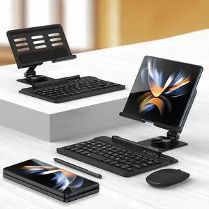 Keyboard Stand for Pixel Fold/Fold2, Adjustable Angle, Magnetic Detachable Wireless Keyboard with S Pen Holder [Keyboard + Case + Capacitive Pen],Black