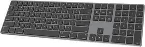 Bluetooth Slim Keyboard for Mac, Aluminum Rechargeable Keyboard Wireless, Low-Profile Silent Flat Key Compatible with Apple iMac, MacBook, Mac and iOS, Full Size - Space Gray