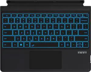 Surface Pro 3/4/5/6/7/7+ Keyboard, Ultra-Slim Wireless Bluetooth Surface Keyboard with Palm-Rejection Trackpad, 7-Color Backlit, Sleep/Wake Function, Long Battery Life