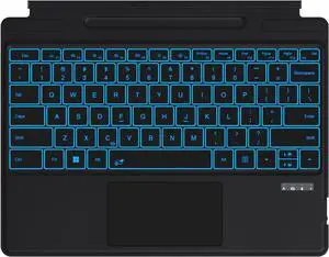 Surface Pro 11/10/9/8/X Keyboard, Ultra-Slim Wireless Bluetooth Surface Keyboard with Palm-Rejection Trackpad, 7-Color Backlit, Sleep/Wake Function, Long Battery Life