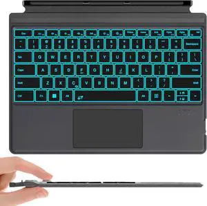 Surface Pro Keyboard for Microsoft Surface Pro 7 Plus 7/6/5/4/3 12.3 inch, Wireless Type Cover with 7 Color Backlit, Bluetooth Ultra-Slim Portable Magnetic Keyboard with Trackpad, Rechargeable Battery